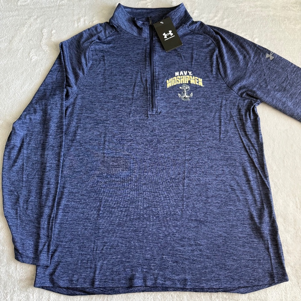 Under Armour Tech Twist 1/4 Zip Navy Midshipmen Collegiate Mens Pullover Size XL